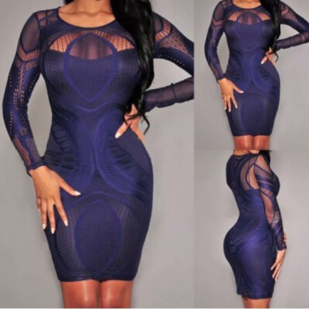 Elegant Navy Blue Bodycon Dress